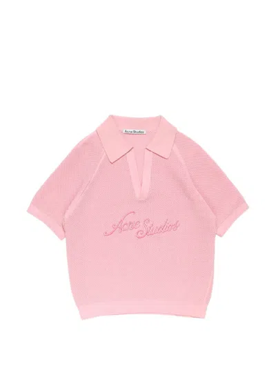 Acne Studios Embroidered V-neck Sweater In Pink