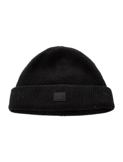 Pre-owned Acne Studios Embroidered Wool Beanie In Black