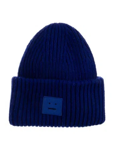 Pre-owned Acne Studios Embroidered Wool Beanie In Blue