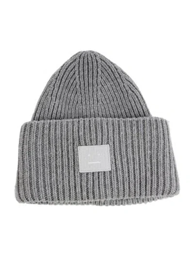 Pre-owned Acne Studios Embroidered Wool Beanie In Gray