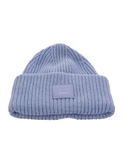 Pre-owned Acne Studios Embroidered Wool Beanie In Purple