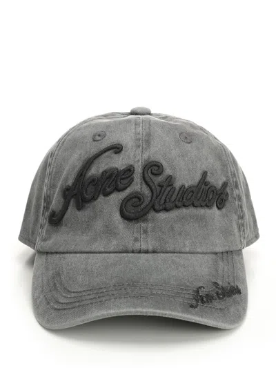 Acne Studios Carliy Tourist Logo-embroidered Cotton-twill Baseball Cap In Black