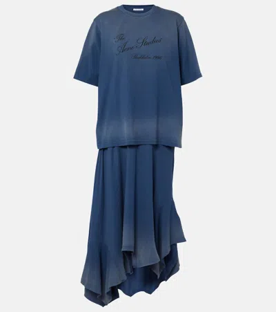 Acne Studios Emiro Layered T-shirt Dress In Navy Blue