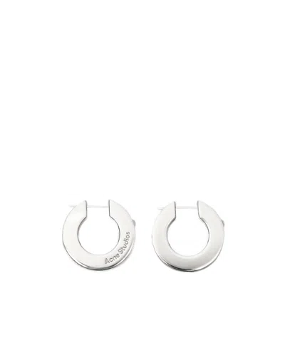 Acne Studios Engraved-logo Hoop Earrings In Metallic