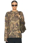 Acne Studios Enick Long Sleeve T-shirt In Mud Brown Camo