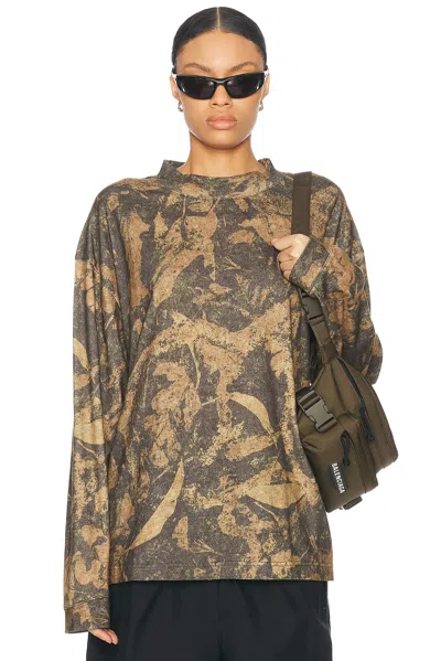 Acne Studios Enick Long Sleeve T-shirt In Mud Brown Camo