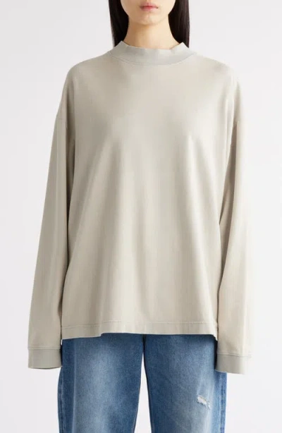 Acne Studios Enick Mock Neck Cotton Sweatshirt In Bright Grey