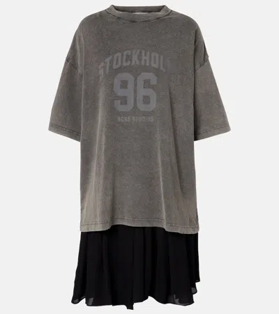 Acne Studios Ennie Logo Cotton Minidress In Black