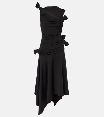 Acne Studios Enouk Asymmetric Draped Midi Dress In Black