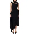 Acne Studios Asymmetric Bow Midi Dress In Black