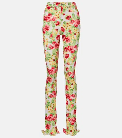 Acne Studios Epetra Floral Ruffled Slim Jeans In Multi