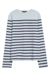 Acne Studios Erada U Face Patch Breton Stripe Stretch Cotton T-shirt In Pale Blue Aav