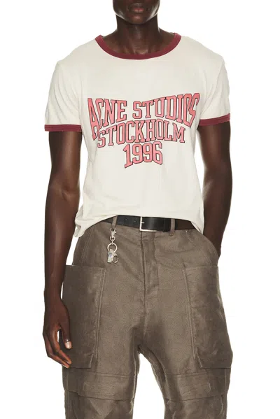 Acne Studios Eram College Logo Ringer Graphic T-shirt In White