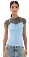 Acne Studios Layered Strap T-shirt In Grey/blue