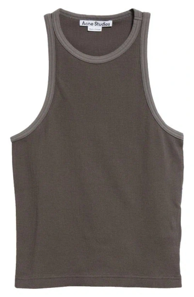 Acne Studios Waffle-knit Cotton Tank In Faded Black