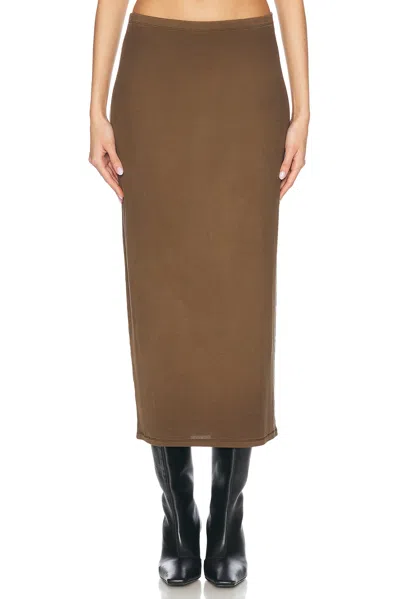 Acne Studios Brown Cupro Midi Skirt In Dld Mud Brown