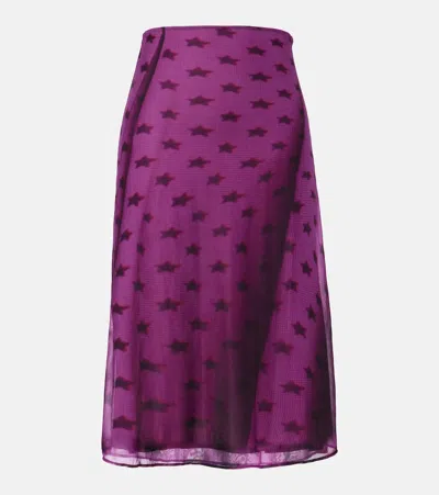 Acne Studios Etima Printed Sheer Midi Skirt In Purple