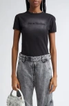 Acne Studios Black Washed Out Tight T-shirt With Logo Women In Faded Black