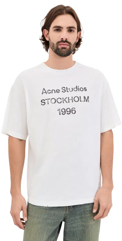 Acne Studios Mens Dusty White Exford U 1996 Text-print Cotton T-shirt Xl