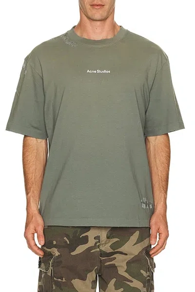 Acne Studios Exford Stamp Mending Tee In Gray