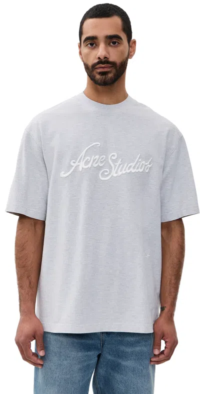 Acne Studios Exford Tourist Logo Tee Pale Grey Melange
