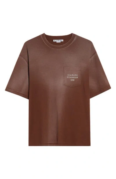 Acne Studios Mens Short-sleeve 1996 Logo Pocket T-shirt In Brown