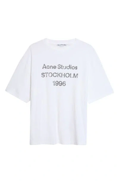 Acne Studios Mens Dusty White Exford U 1996 Text-print Cotton T-shirt Xl