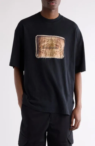 Acne Studios Exford U Bow Label Logo Patch T-shirt In Black