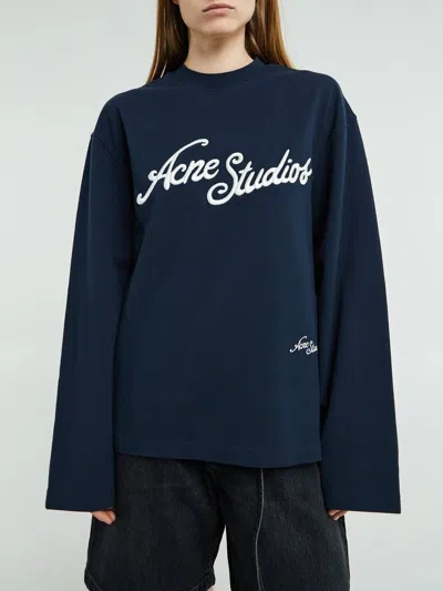 Acne Studios Exford U Ls Pique Tourist Logo In Blue