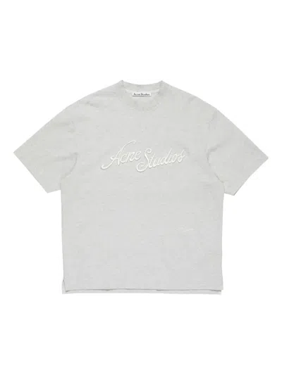 Acne Studios Exford U Pique Tourist Logo Melange In Gray