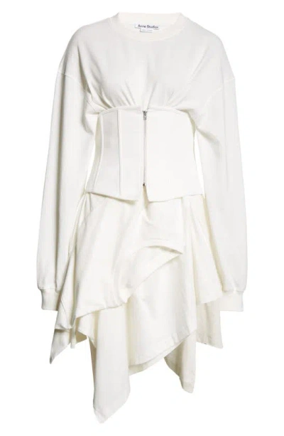 Acne Studios Women's Eyo Deconstructed Sweatshirt Minidress In White