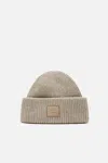 Acne Studios Large Face Logo Beanie Grey Melange In Neutral