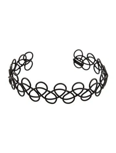 Pre-owned Acne Studios Fabi Matte Choker Necklace, 12" In Black
