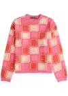 Acne Studios Face Jacquard Wool Blend Sweater In Pink