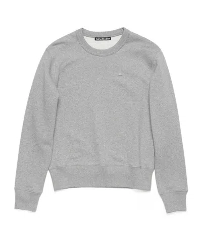 Acne Studios Face Logo-appliqué Cotton Sweatshirt In Gray