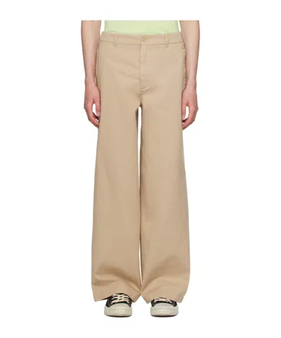 Acne Studios Face Logo-appliqué Wide-leg Trousers In Brown