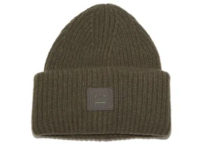 Pre-owned Acne Studios Face Logo Beanie In Khaki Melange