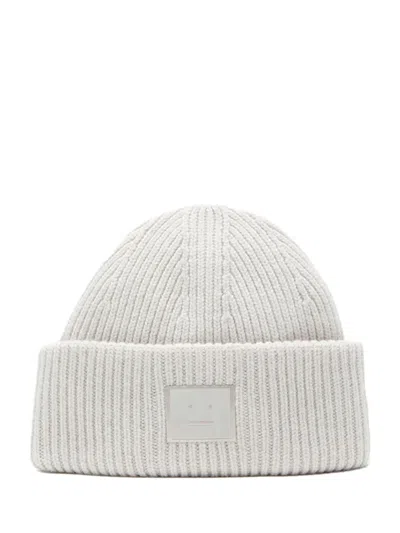 Acne Studios Face Logo Beanie Light Grey