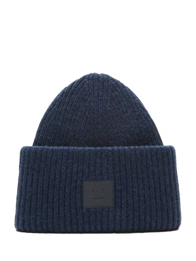 Acne Studios Face Logo Beanie Light Navy Melange