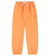 Acne Studios Face Logo Cotton Jersey Sweatpants In Orange