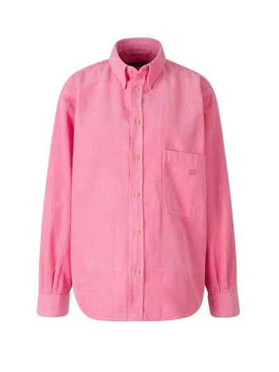 Acne Studios Face Logo Patch Corduroy Jacket In Pink