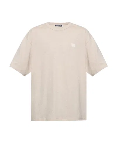 Acne Studios Face Logo Patch Crewneck T-shirt In Nude
