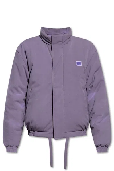 Acne Studios Face Logo Patch Padded Jacket In Purple