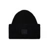 Acne Studios Pansy Face Patch Rib Wool Beanie In Black