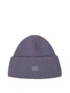 Acne Studios Logo-patch Ribbed-knit Beanie In Faded Purple