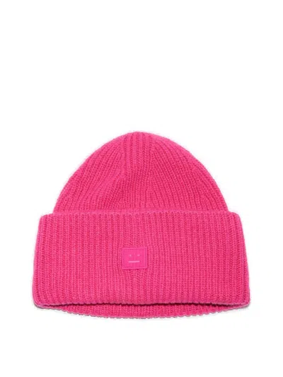 Acne Studios Face Logo Patch Ribbed In Pink