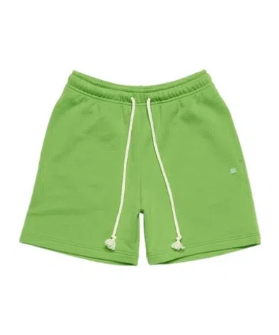 Acne Studios Face Logo-appliqu Cotton Track Shorts In Green