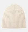 Acne Studios Face Ribbed-knit Wool Beanie In Oatmeal Melange
