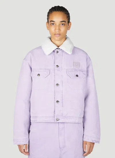 Acne Studios Face Patch Canvas Jacket In Lilac