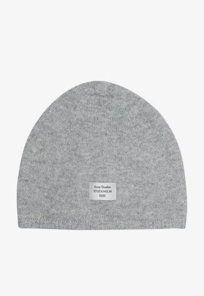 Acne Studios Face Patch Cashmere Beanie In Gray